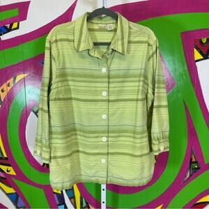 Linden Hill, Green Striped Button Up Shirt. Size XL. Excellent condition!